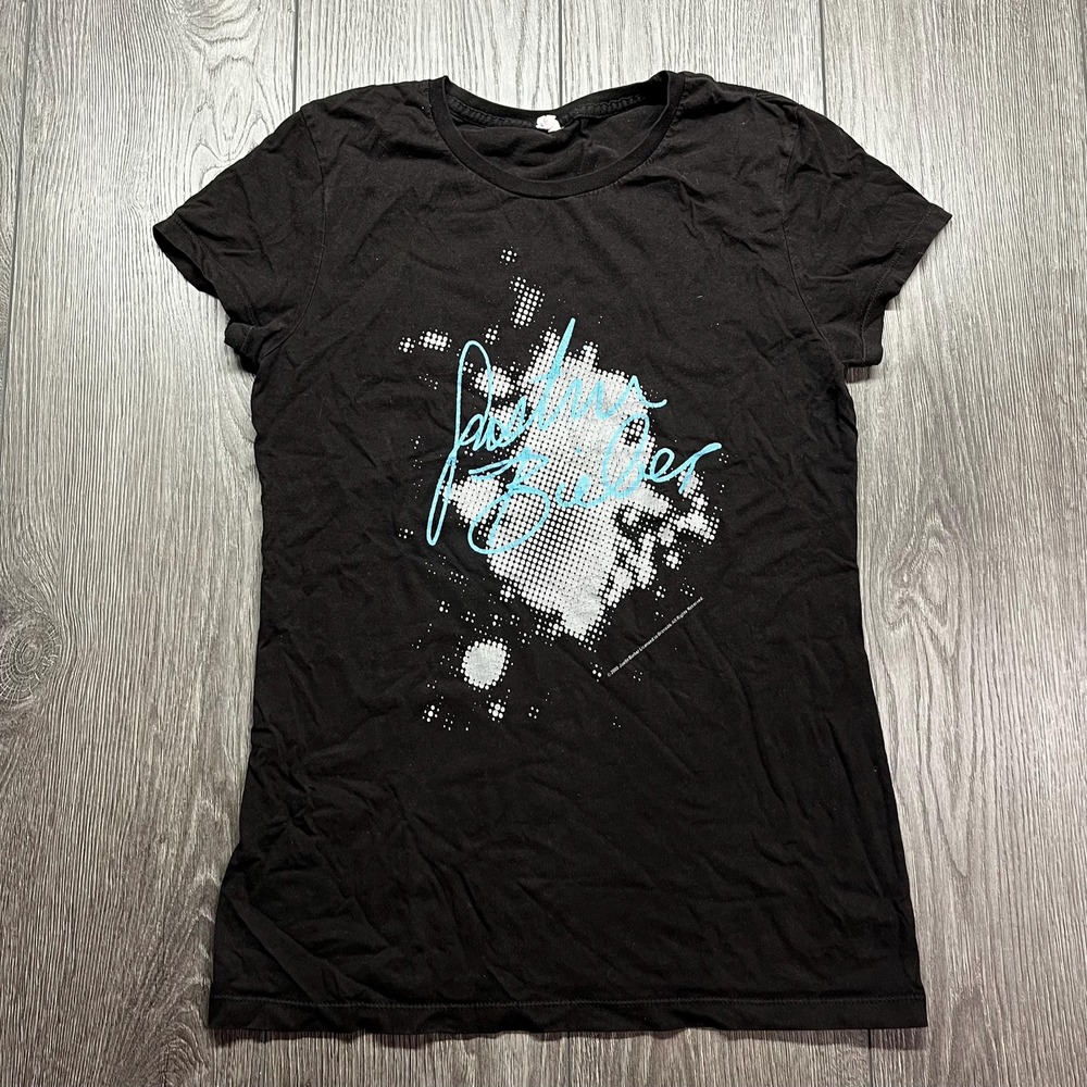 Vintage Justin Bieber Y2k T Shirt XS Faded Black Cute Tee Baby Shirt 2009